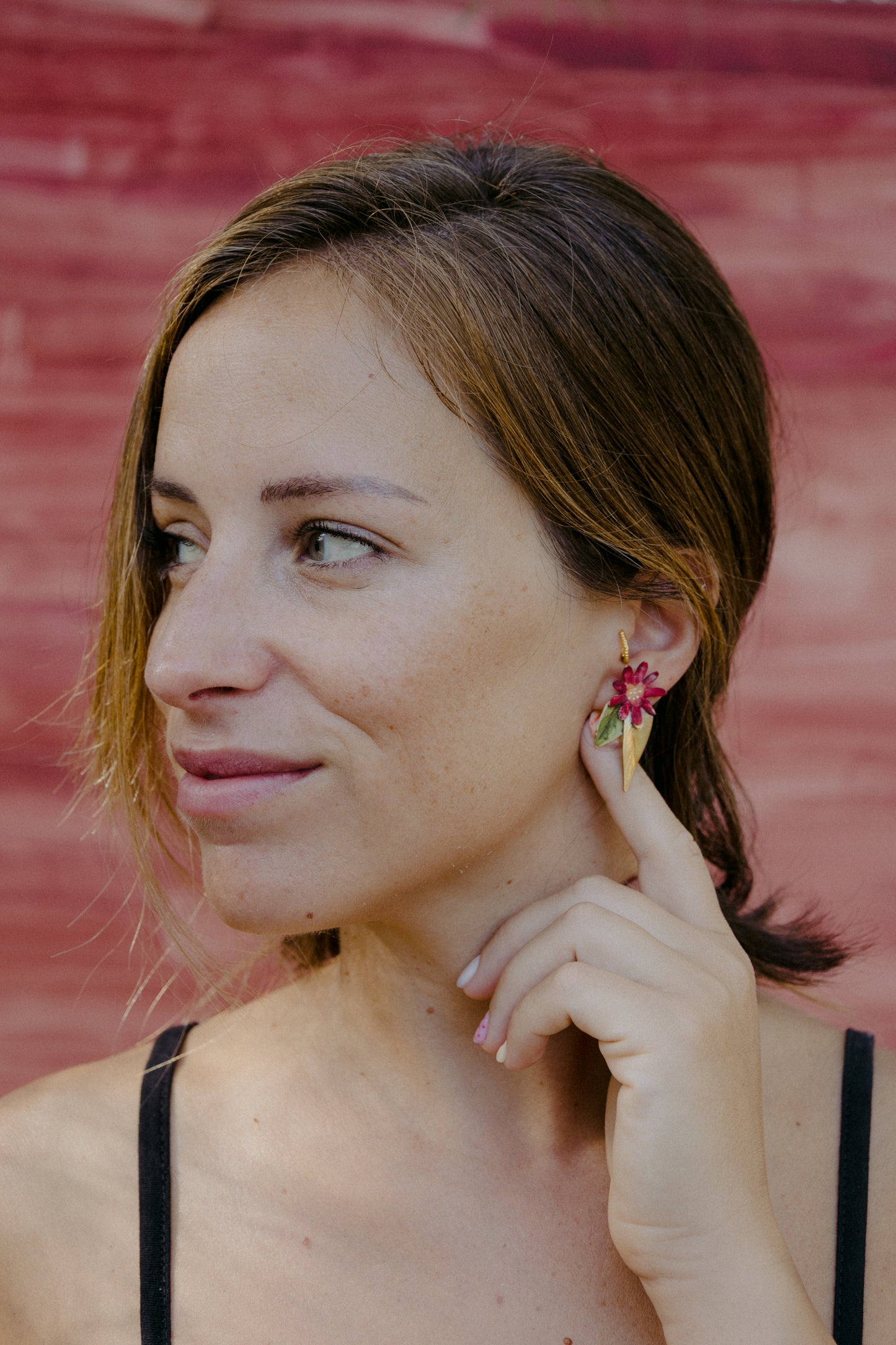 Leaf and flower earrings
