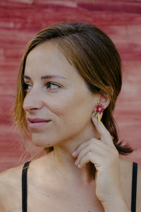 Leaf and flower earrings
