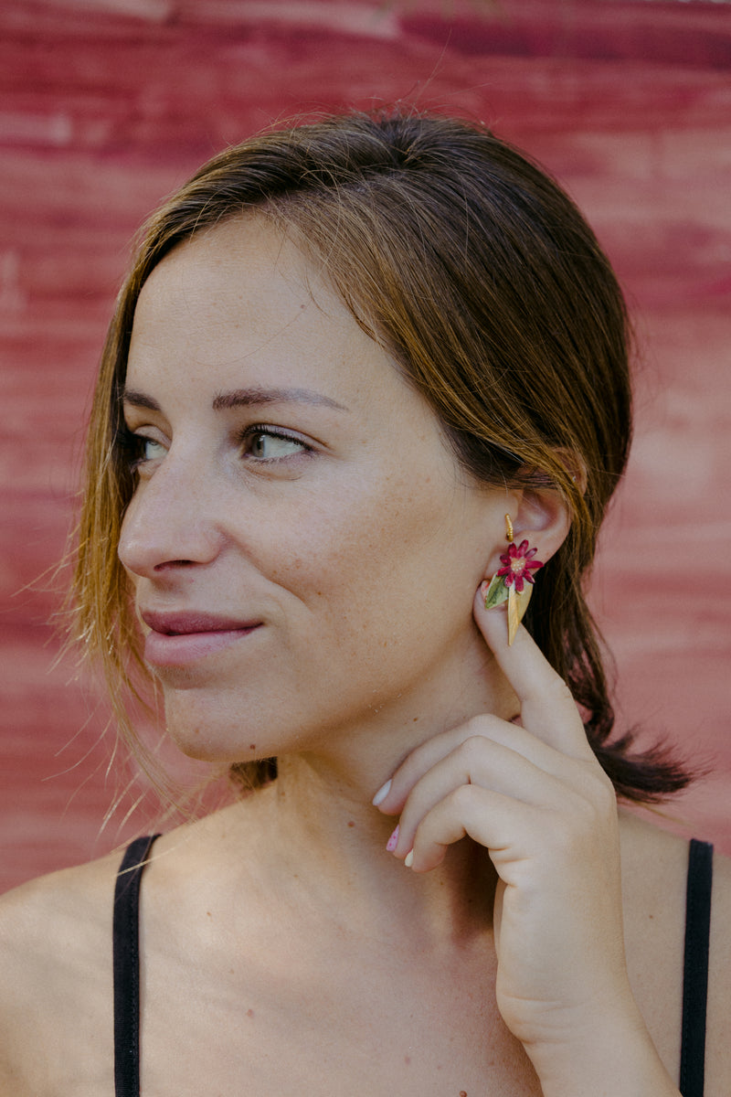 Pendientes hojas y flores