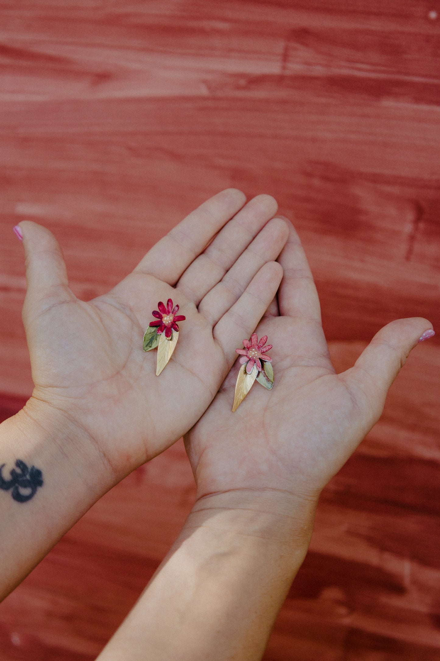 Leaf and flower earrings