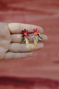 Leaf and flower earrings