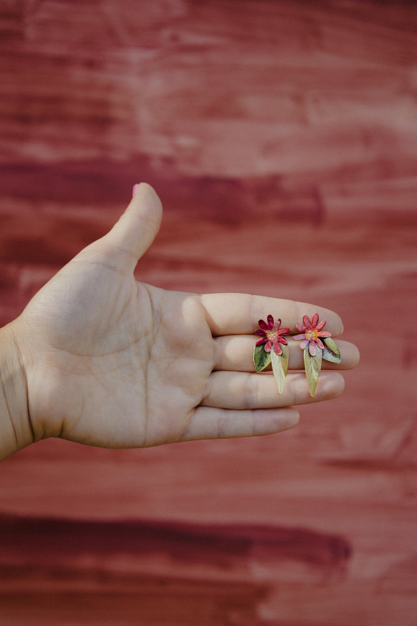 Leaf and flower earrings