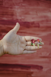 Leaf and flower earrings