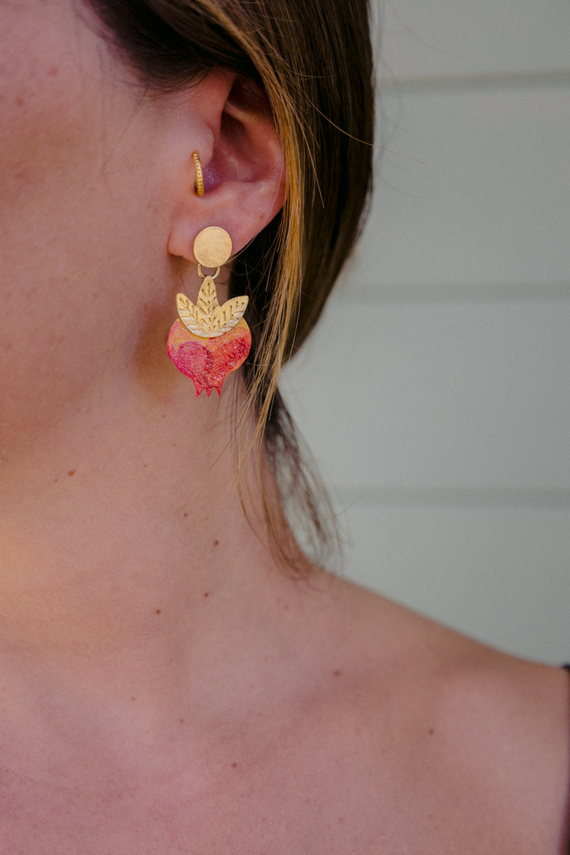 Small pomegranate earrings