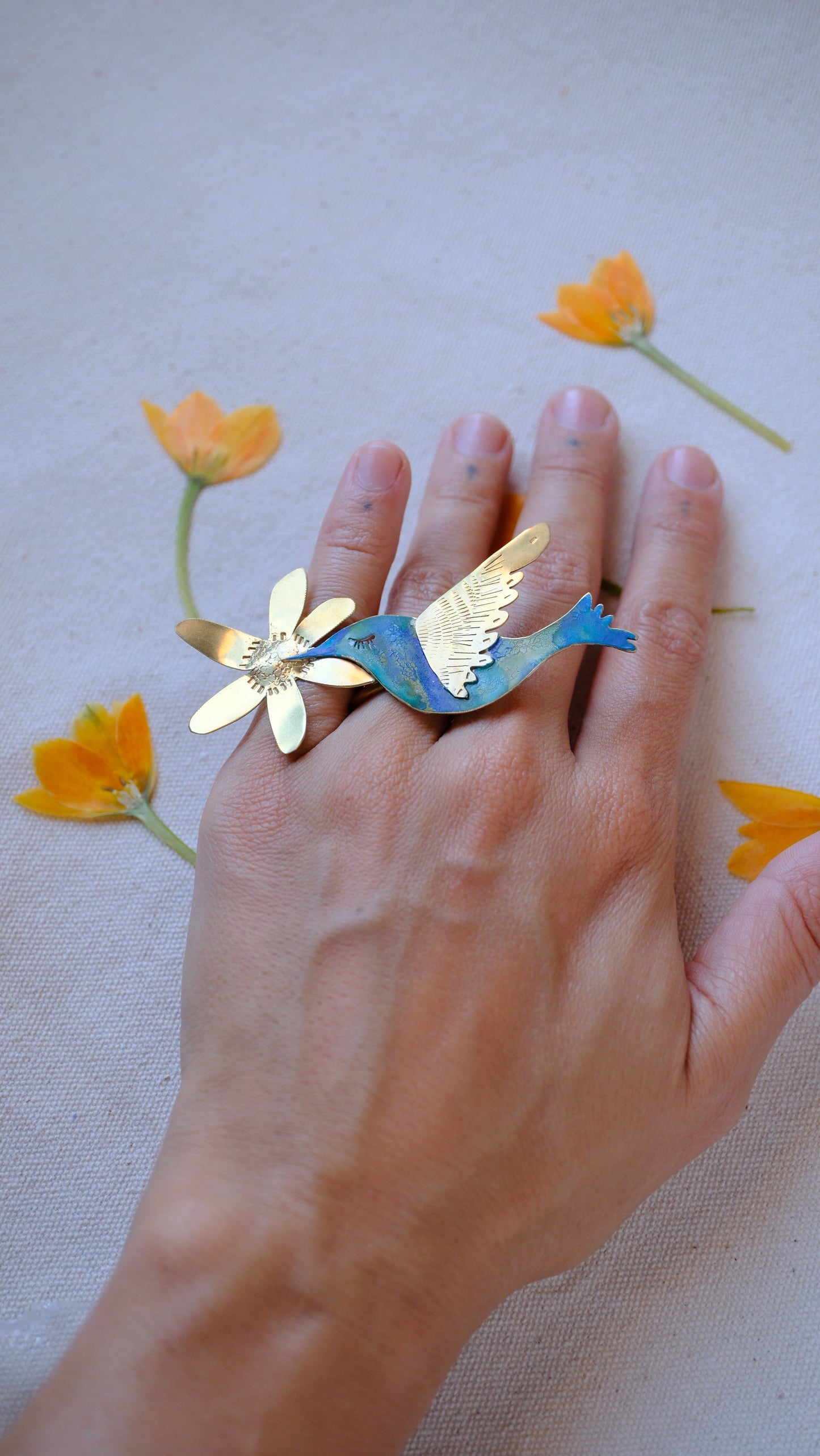 Anillo un colibri indiscreto