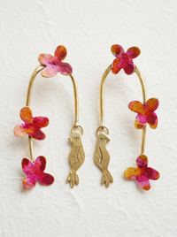 Pendientes hortensias y pajaritos