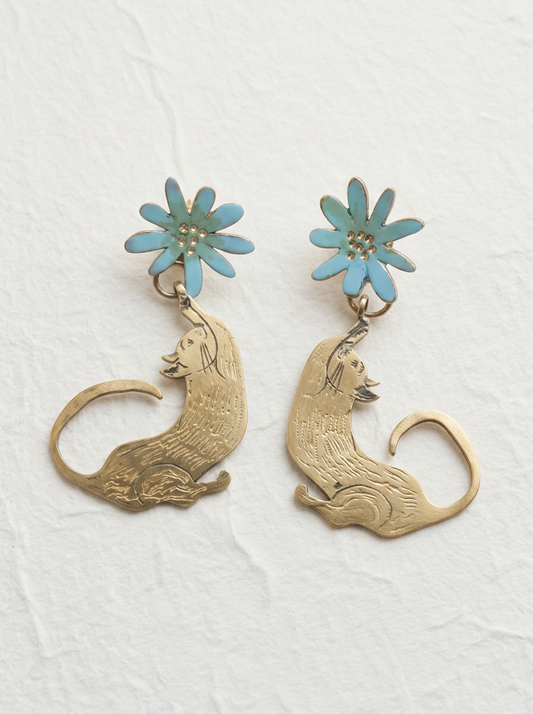 Pendientes gatitos y flores