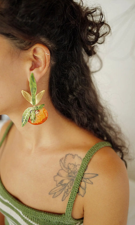 Pendientes Mandarinas y hojas