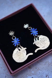 Pendientes gatos y flores TOTA
