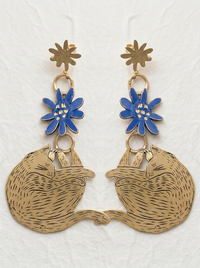 Pendientes gatos y flores TOTA