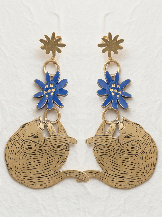 Pendientes gatos y flores TOTA