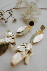 pendientes largos pajaros y plumas