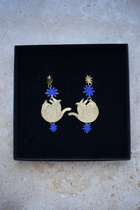 Pendientes gatos y flores TOTA