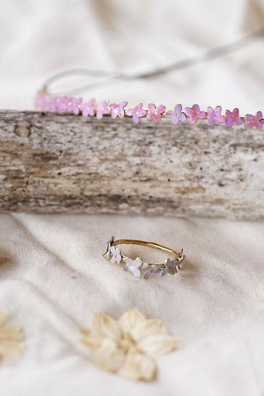 Anillo mini hortensias