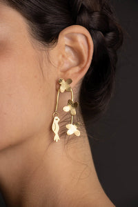 Pendientes hortensias y pajaritos