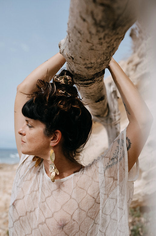 Long earrings birds and feathers