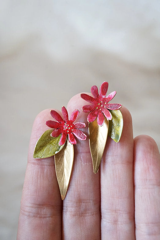 Pendientes hojas y flores