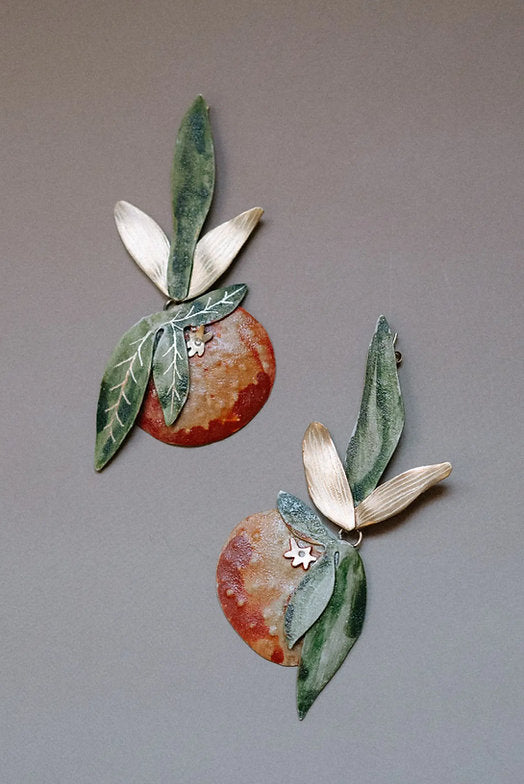 Pendientes Mandarinas y hojas