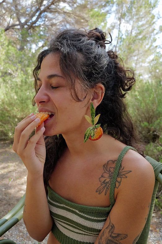Mandarin and Leaf Earrings