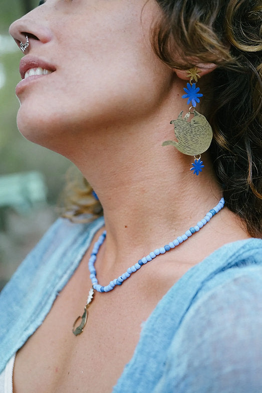 TOTA cat and flower earrings