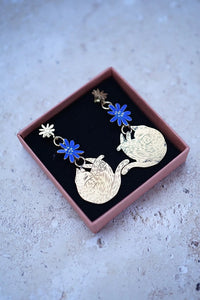 Pendientes gatos y flores TOTA